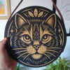 Plaquinha Decorativa Redonda em Madeira - Gato - Imagem 4