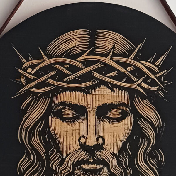 Plaquinha Decorativa Redonda em Madeira - Tema Religioso: Jesus - Imagem 4