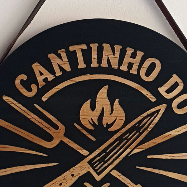 Placa Decorativa Redonda em Madeira Cantinho do Churrasco - Imagem 4