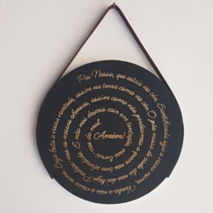 Placa Decorativa Redonda em Madeira - Oração Pai Nosso