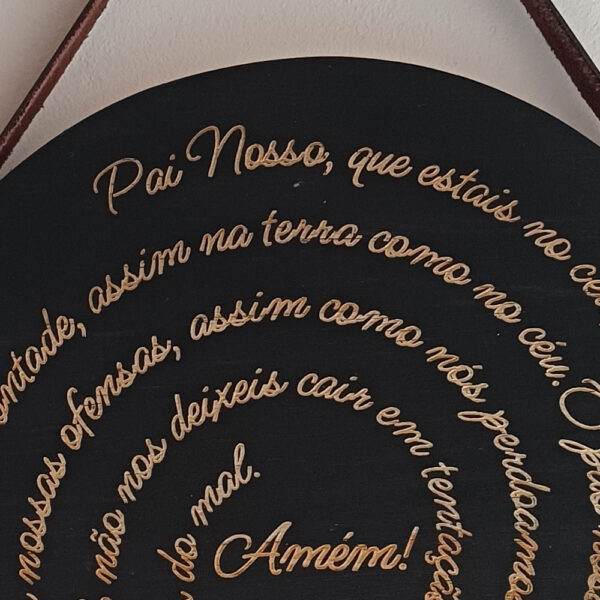 Placa Decorativa Redonda em Madeira - Oração Pai Nosso - Imagem 3